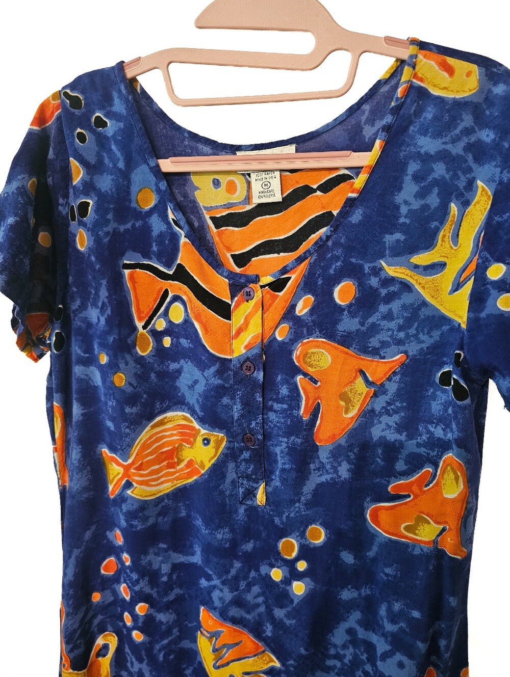 Navy & Orange Fish-Print Maxi Dress - Picture 2 of 5